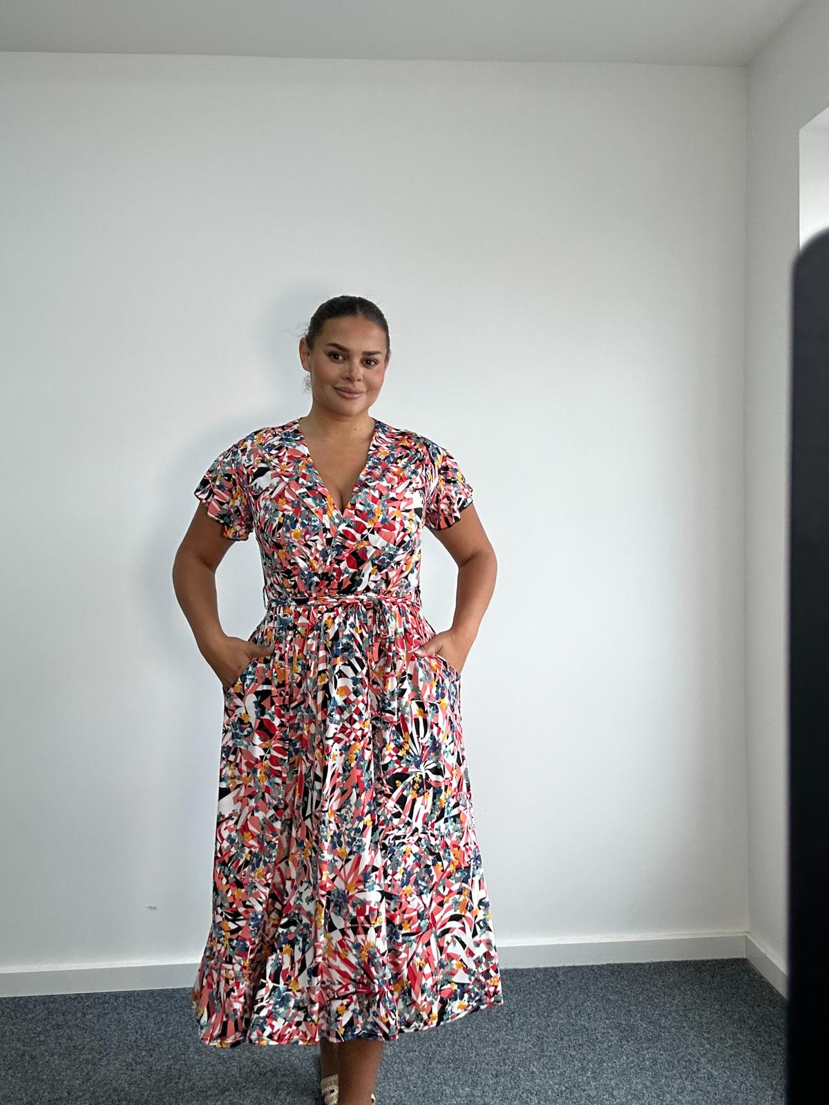 Short Sleeve Wrap Dress with Pockets