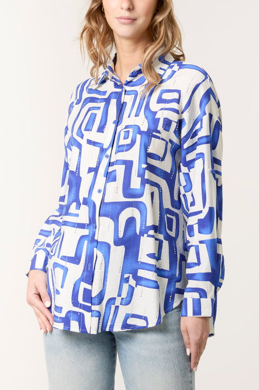 Geometric Print Long Sleeved Shirt