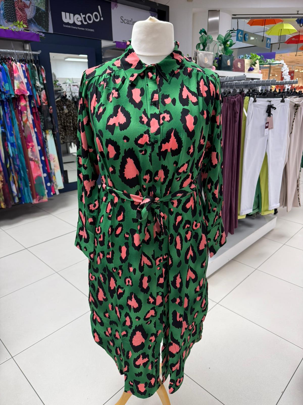 Malissa J Green Button Shirt Dress With Side Slits