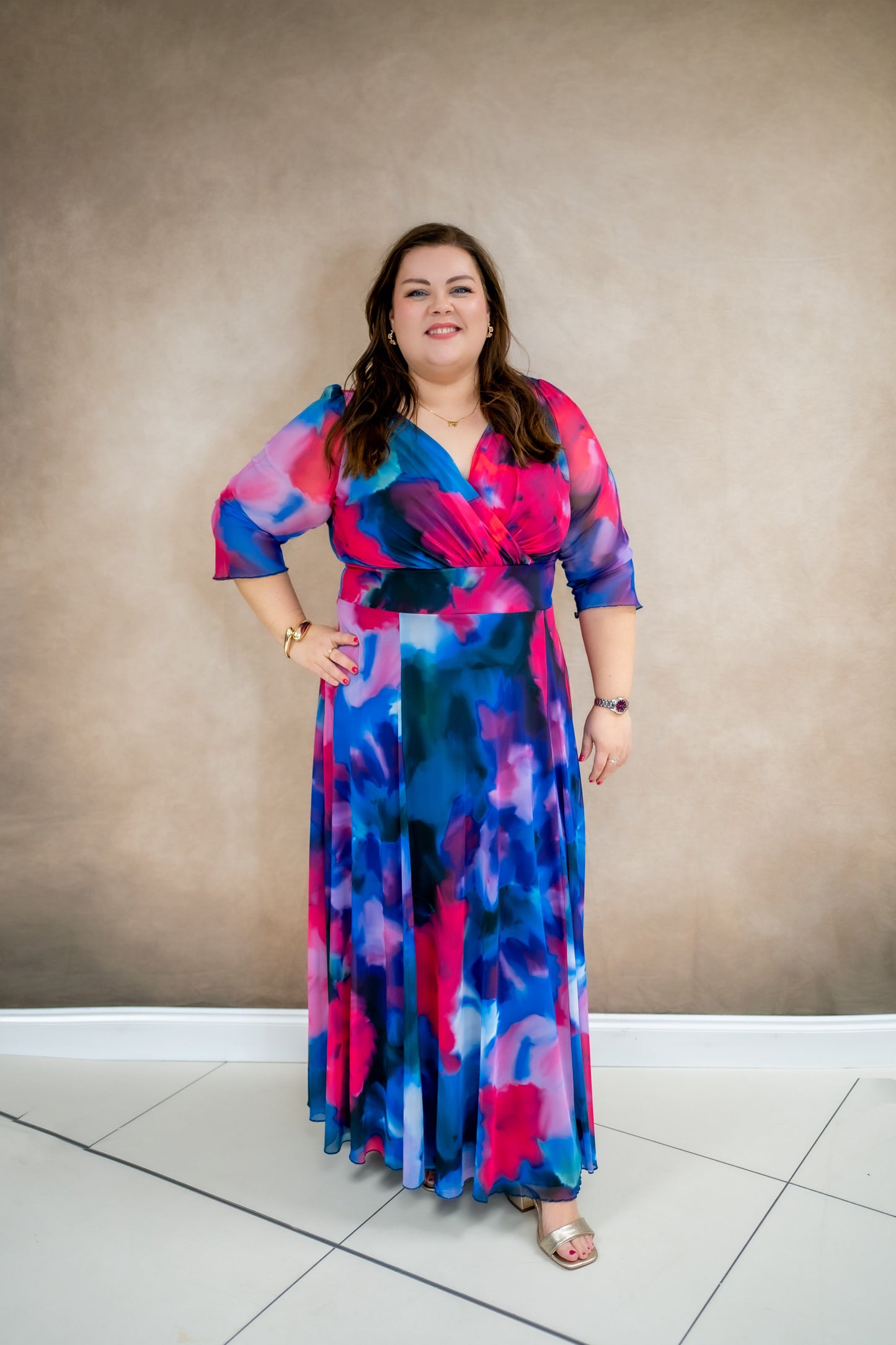 Scarlett & Jo Verity Blue Pink Maxi Dress