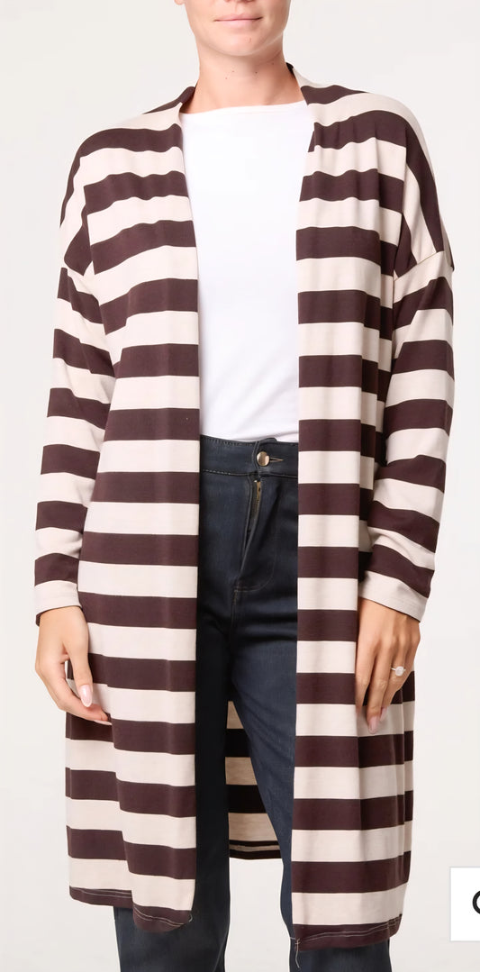 Striped Long Cardigan