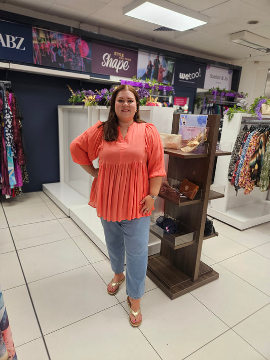 Open Collar Smock Tunic Top