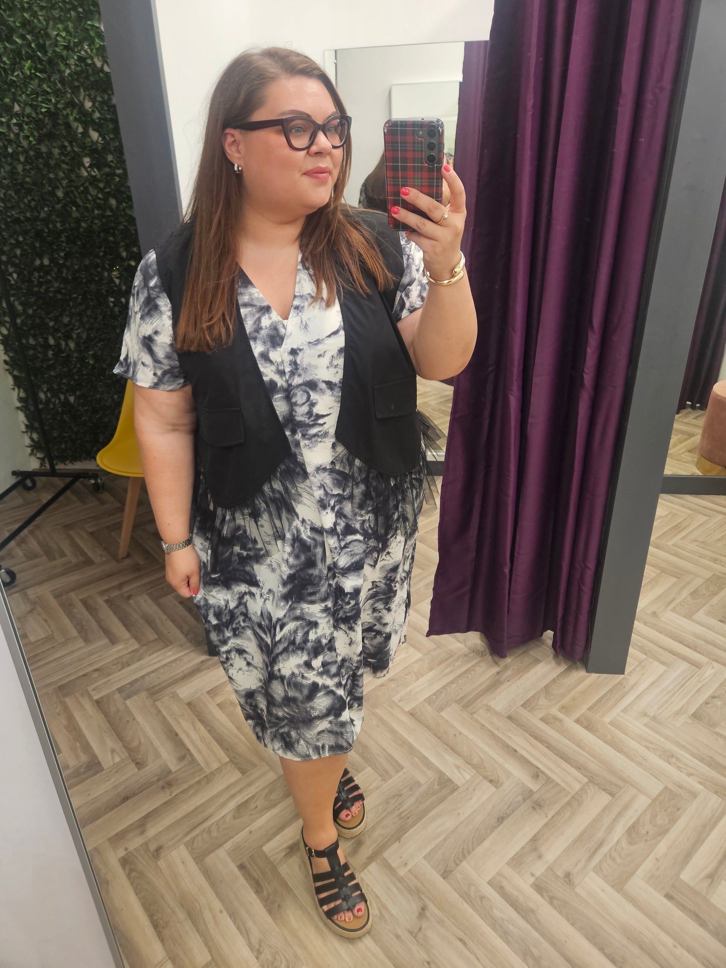 Malissa J Short Waistcoat With Tulle Frill