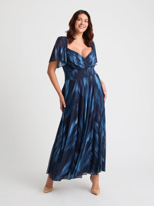 Scarlett & Jo Kemi Navy Ombre Print Bolero Maxi Dress
