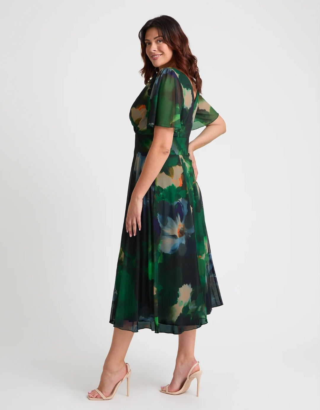 Scarlett & Jo Victoria Angel Sleeve Midi Dress