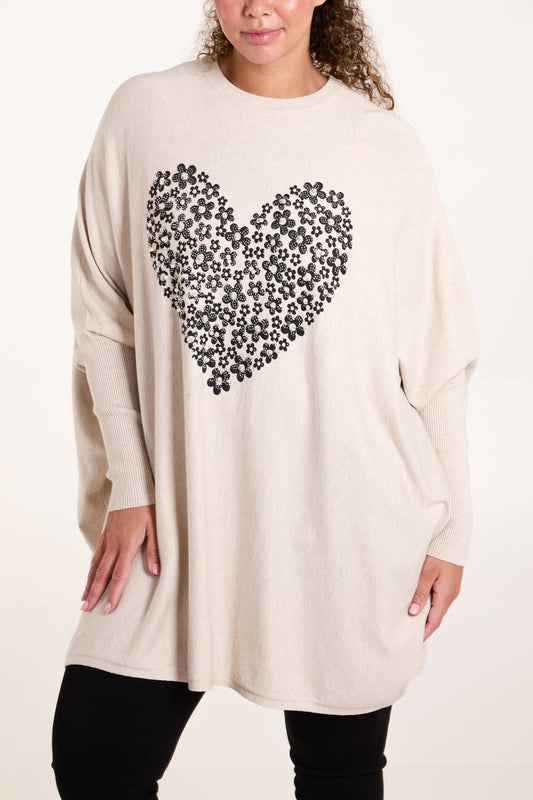 Batwing Flower And Heart Jumper