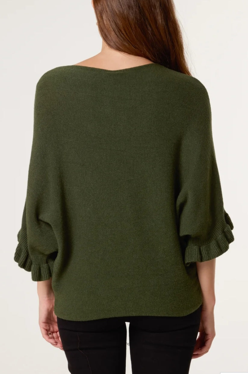 Ruffle Sleeve Knit Jumper