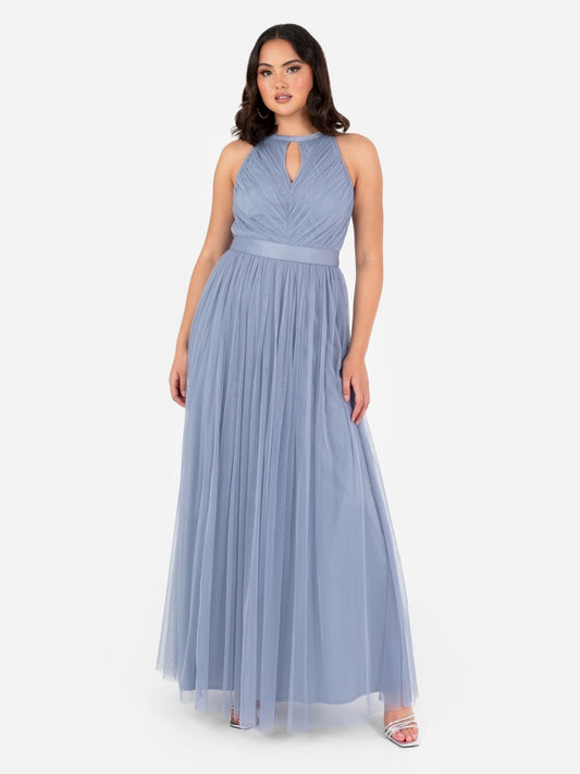 Anaya Slate Blue Halter Neck With Sash