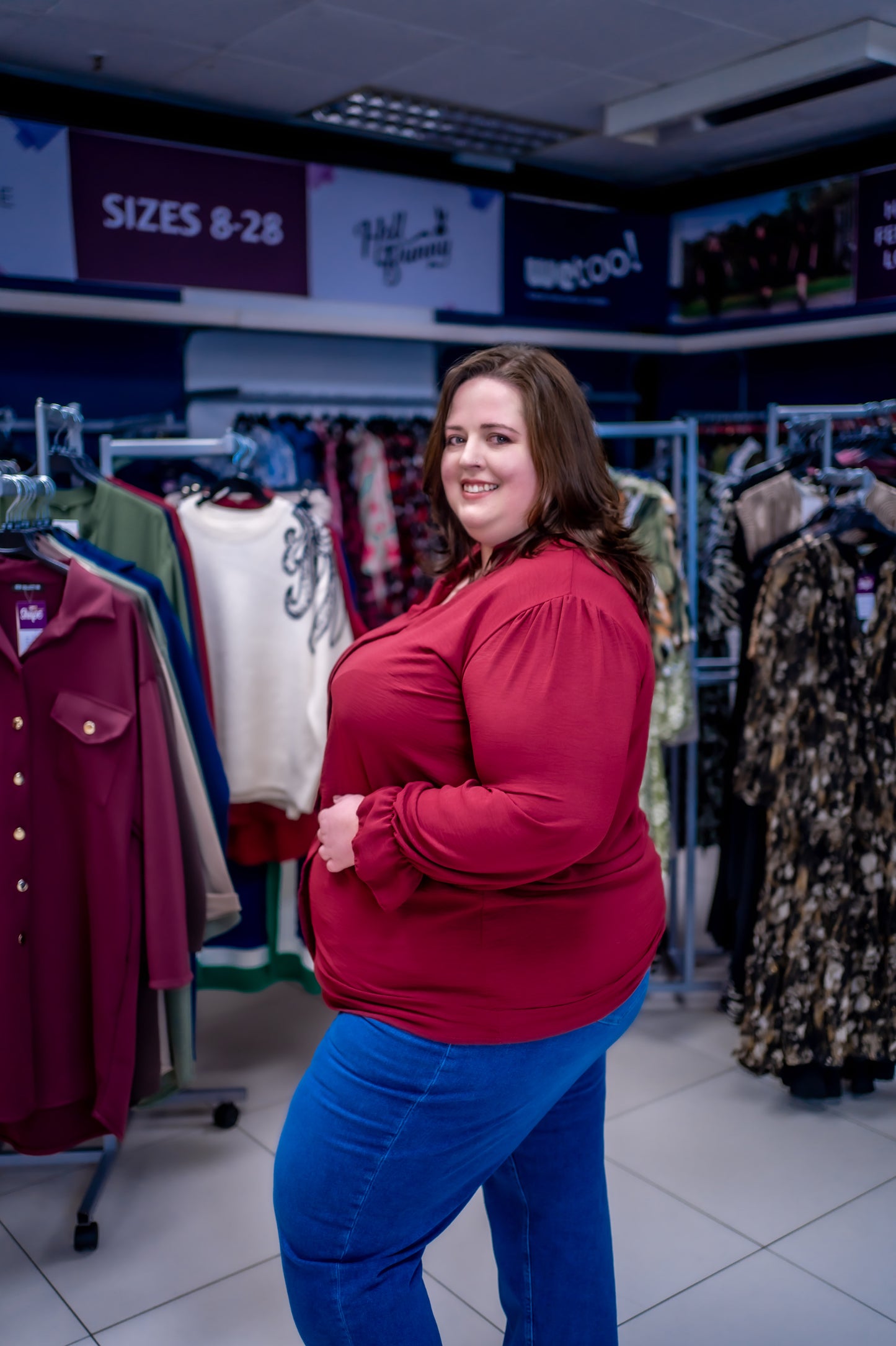 Collarless Frill Sleeve Blouse