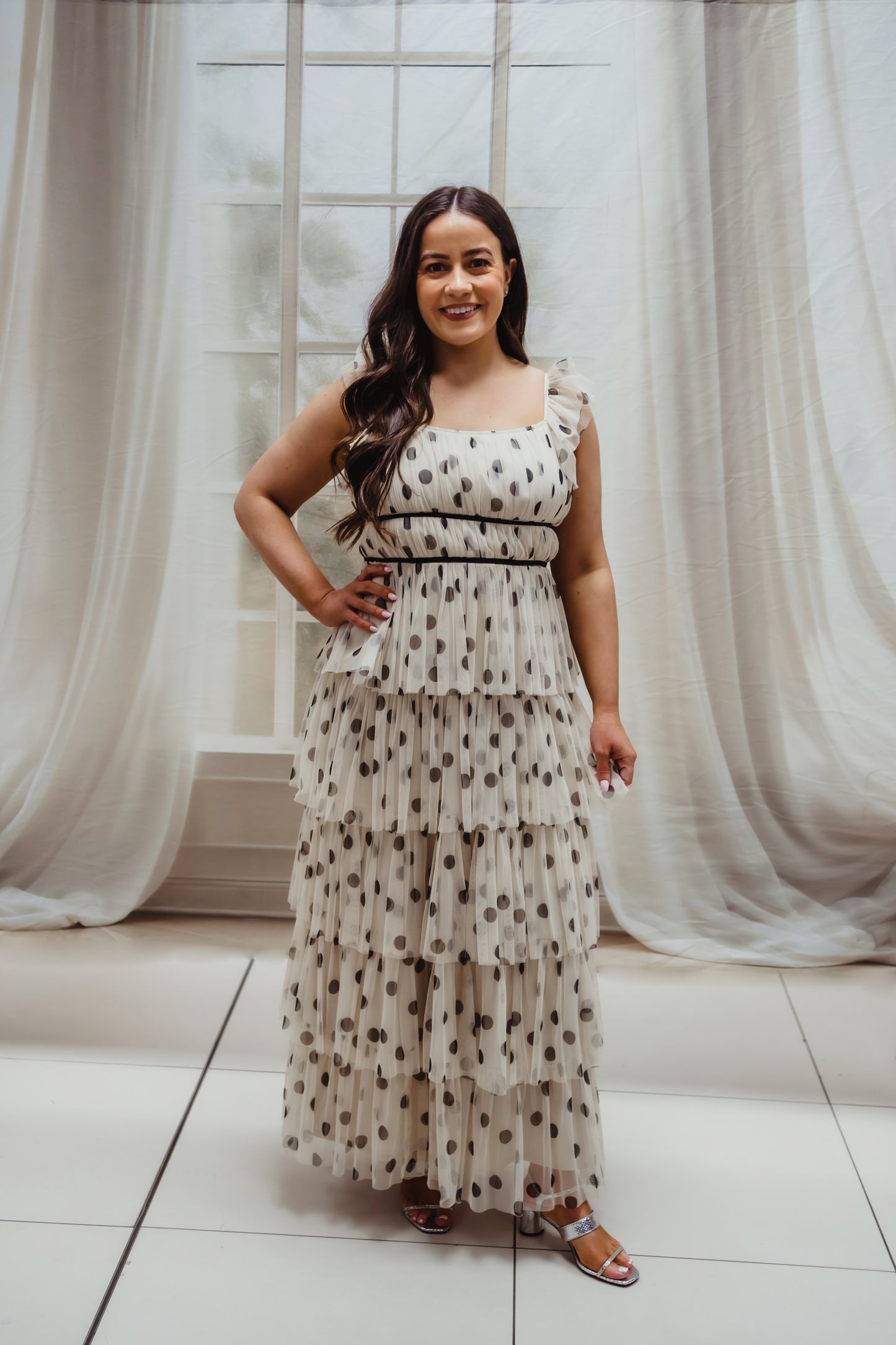 Anaya Polka Dot Tiered Midaxi Dress