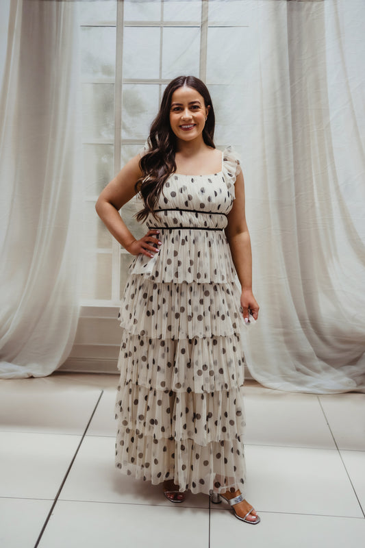 Anaya Polka Dot Tiered Midaxi Dress