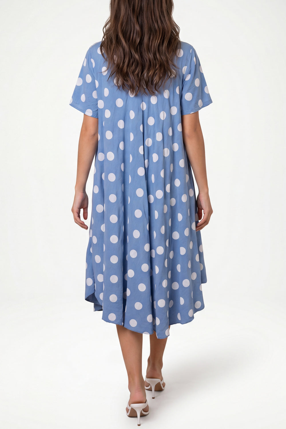 Polka Dot Short Sleeve Midi Dress