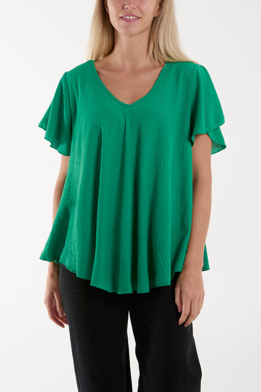 Angel Sleeve V Neck Blouse