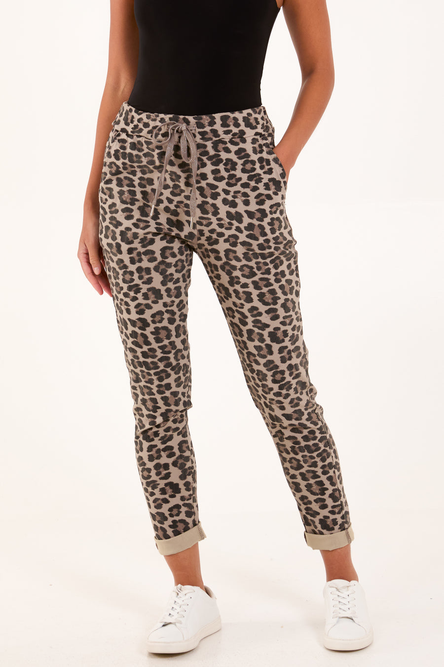 Leopard Print Drawstring Magic Trousers