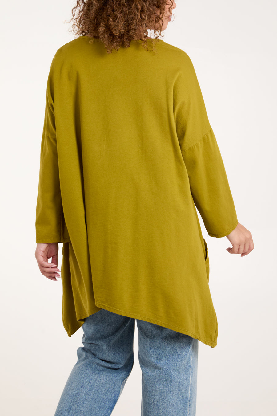 Asymmetric Long Sleeve Pocket Tunic Top