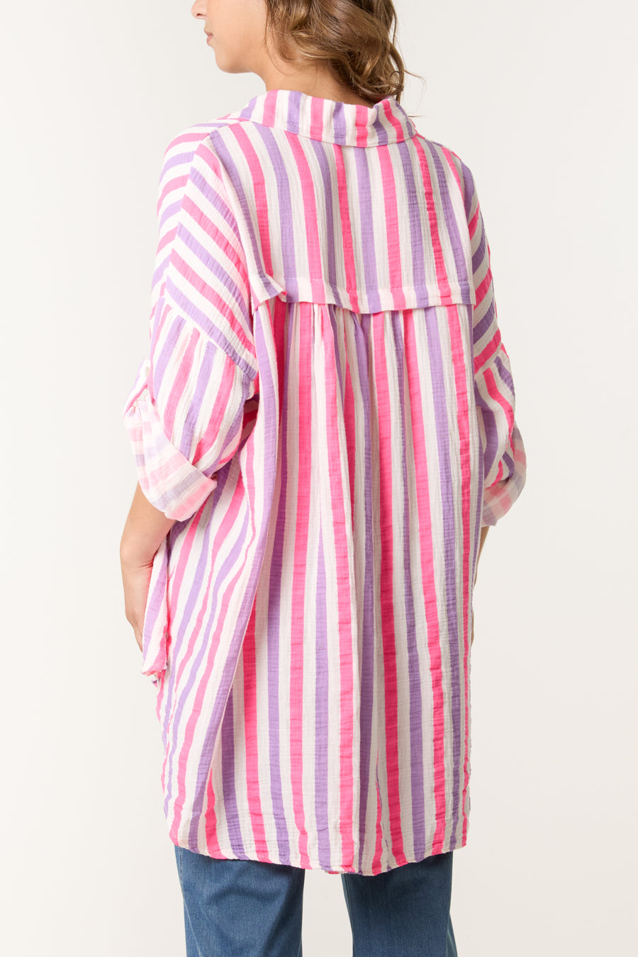 Striped Cheesecloth High Low Top