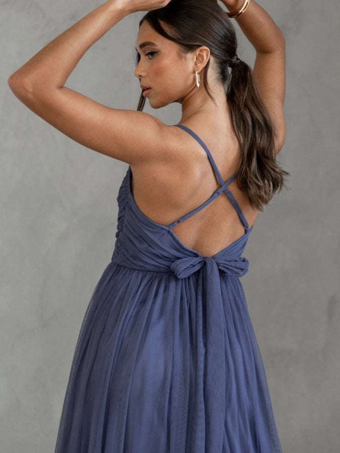 Anaya Indigo Blue Cami Maxi Dress With Bow Back