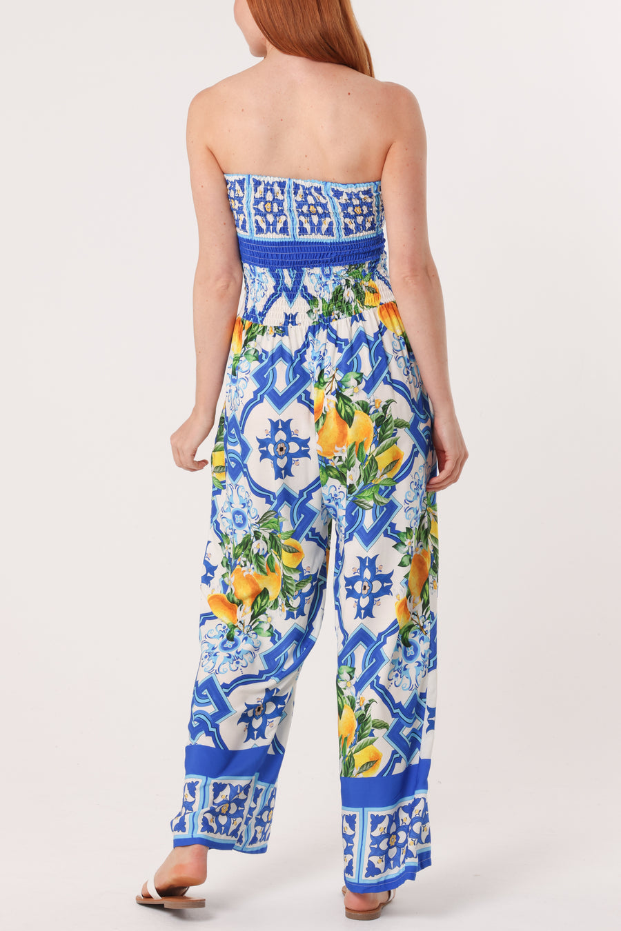 Bandeau Shirred Lemon Jumpsuit