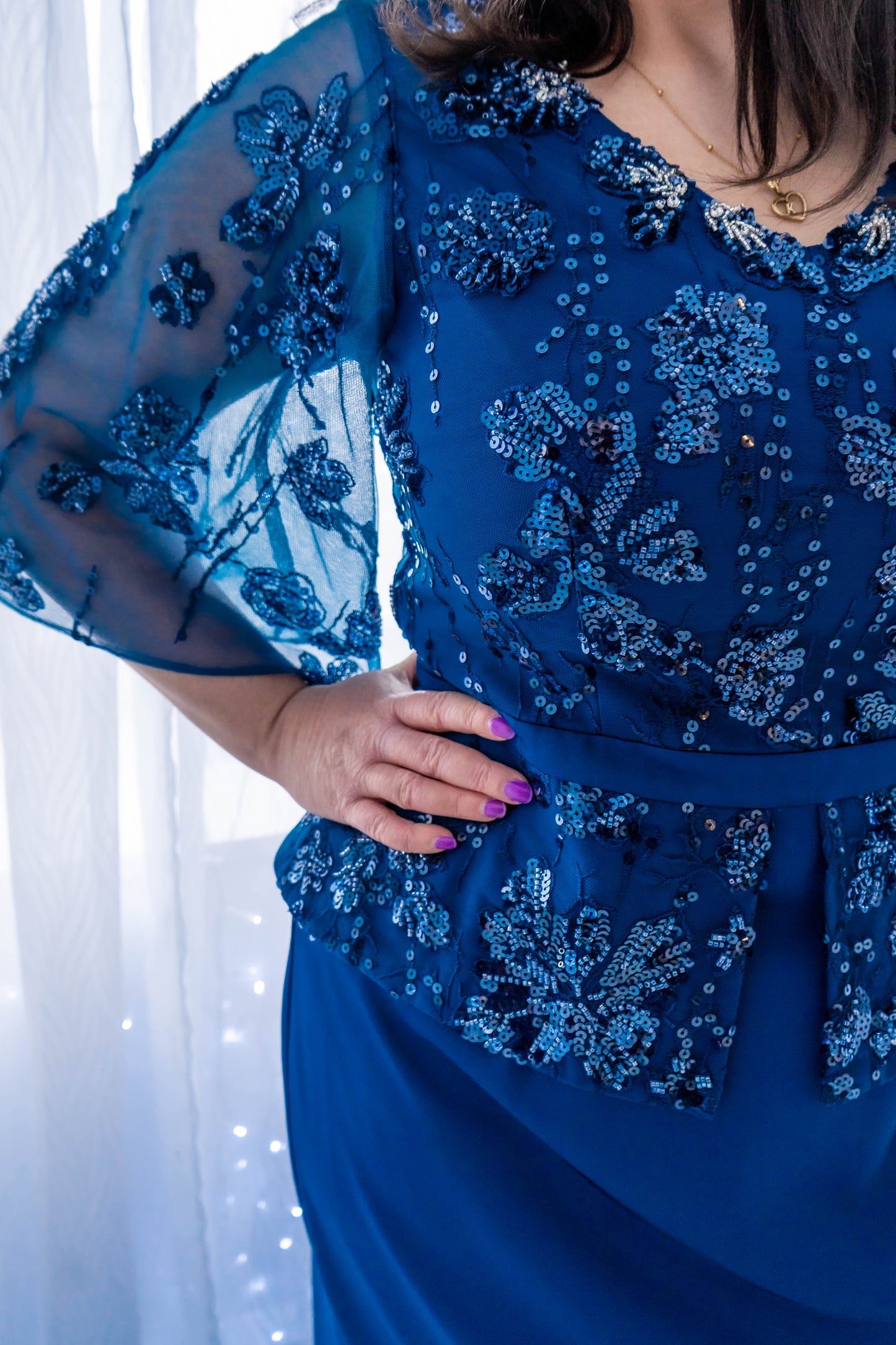 Gino Cerruti Teal Embellished Midi Dress