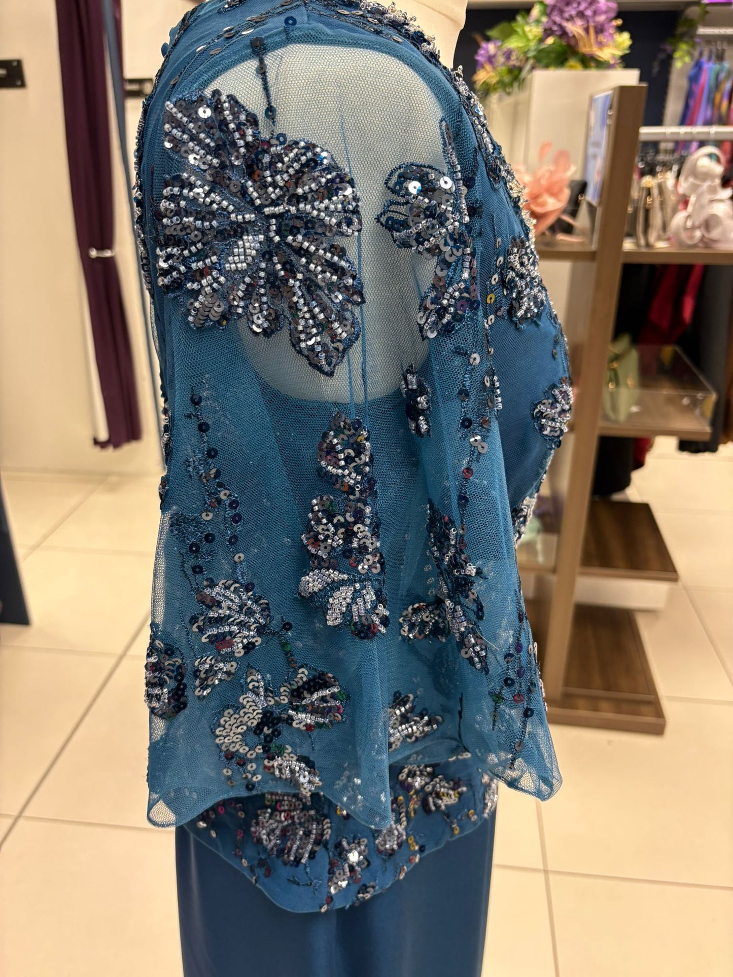 Gino Cerruti Teal Embellished Midi Dress