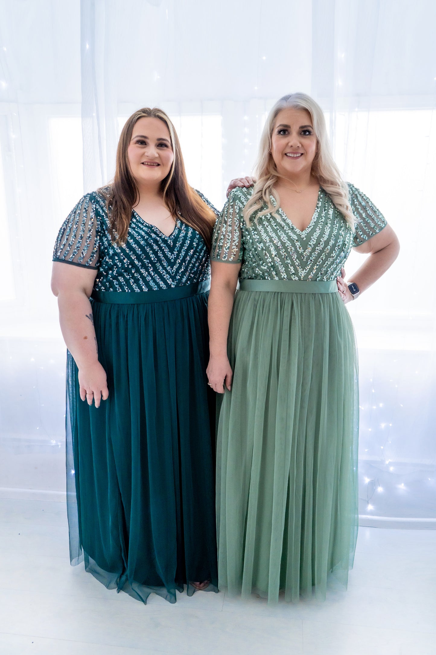 Maya Emerald Green V Neck Stripe Embellished Maxi Dress