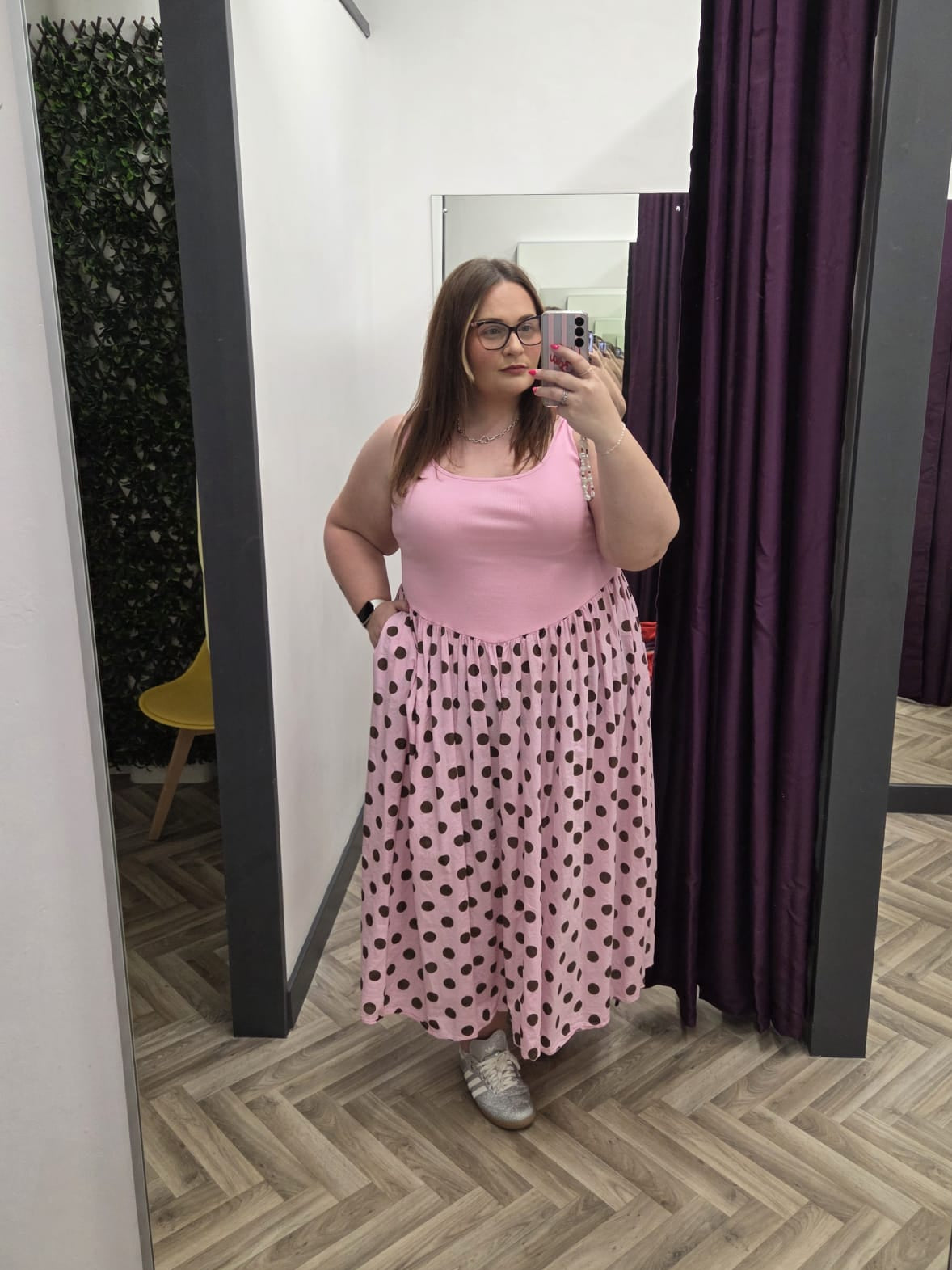 Polka Dot Vest Midi Dress