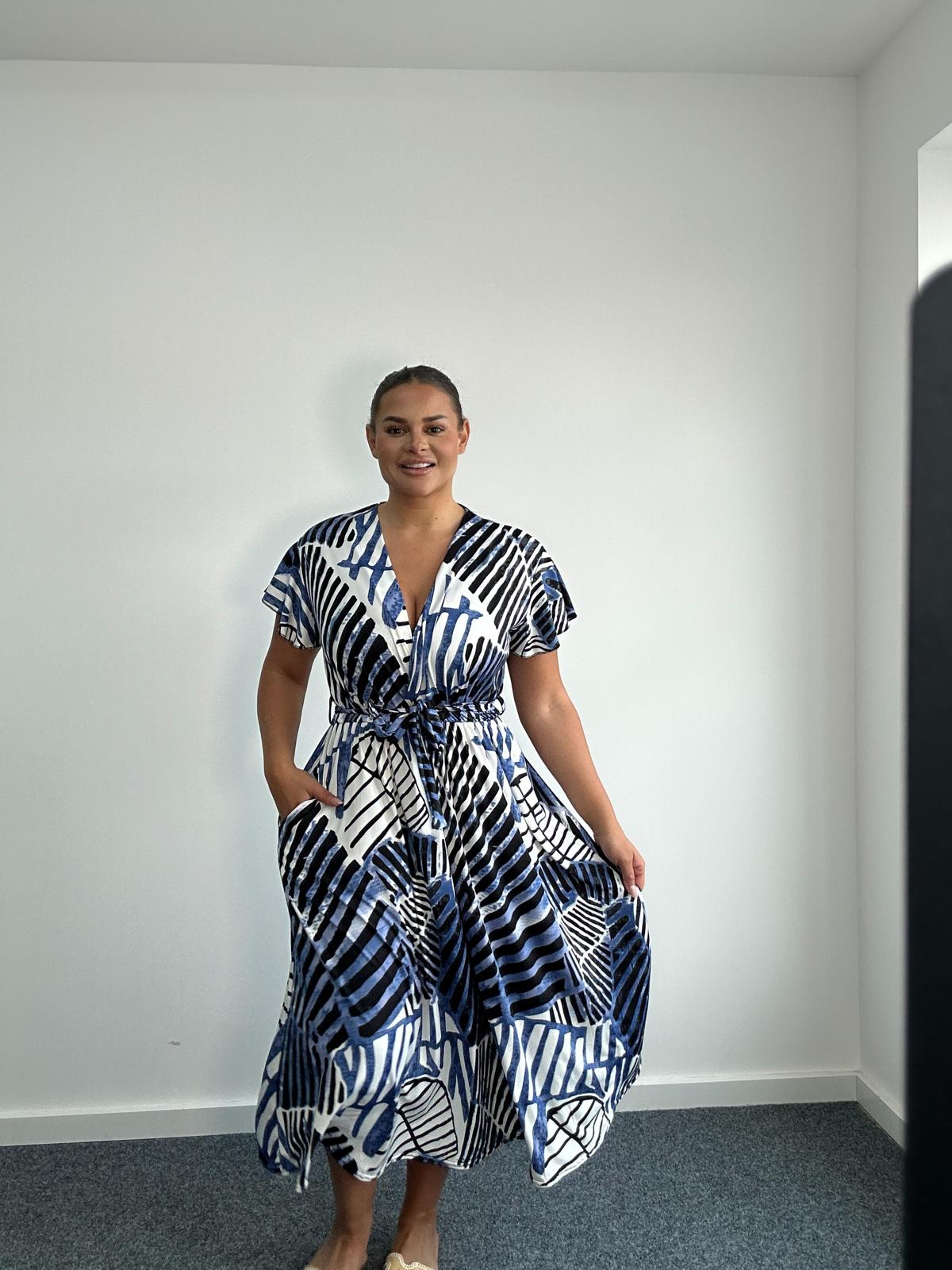 Short Sleeve Wrap Dress with Pockets