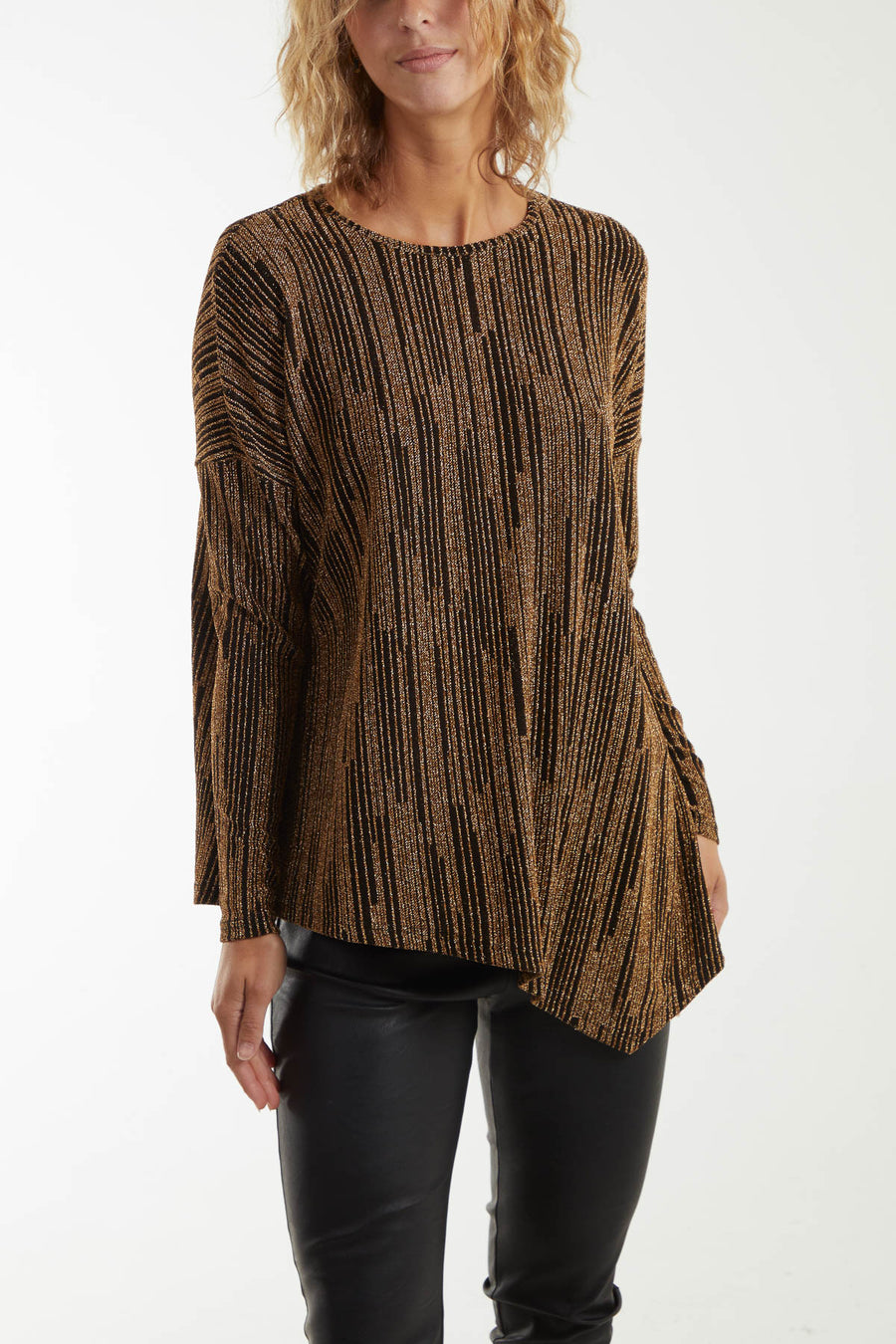 Asymmetric Lurex Batwing Top