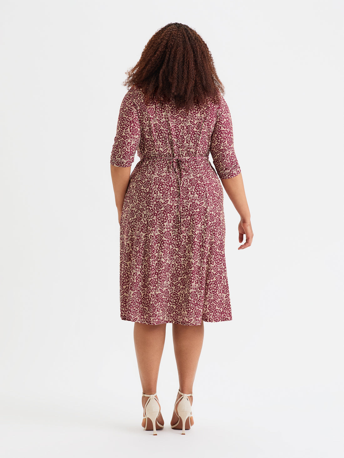 Scarlett & Jo Keyhole Wine Cream Midi Dress