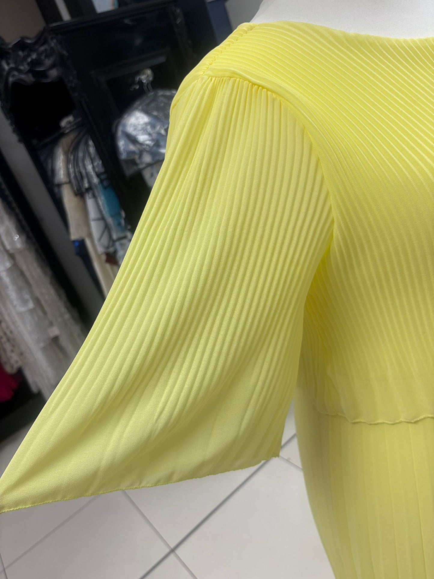 Pleated Midi Dress With Floaty Sleeves