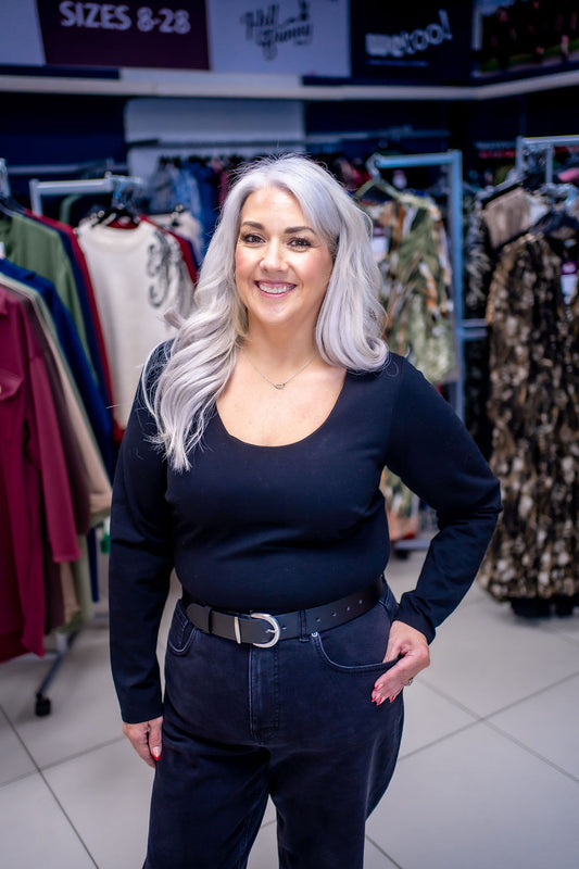 Snag Long Sleeve Cotton Bodysuit In Black