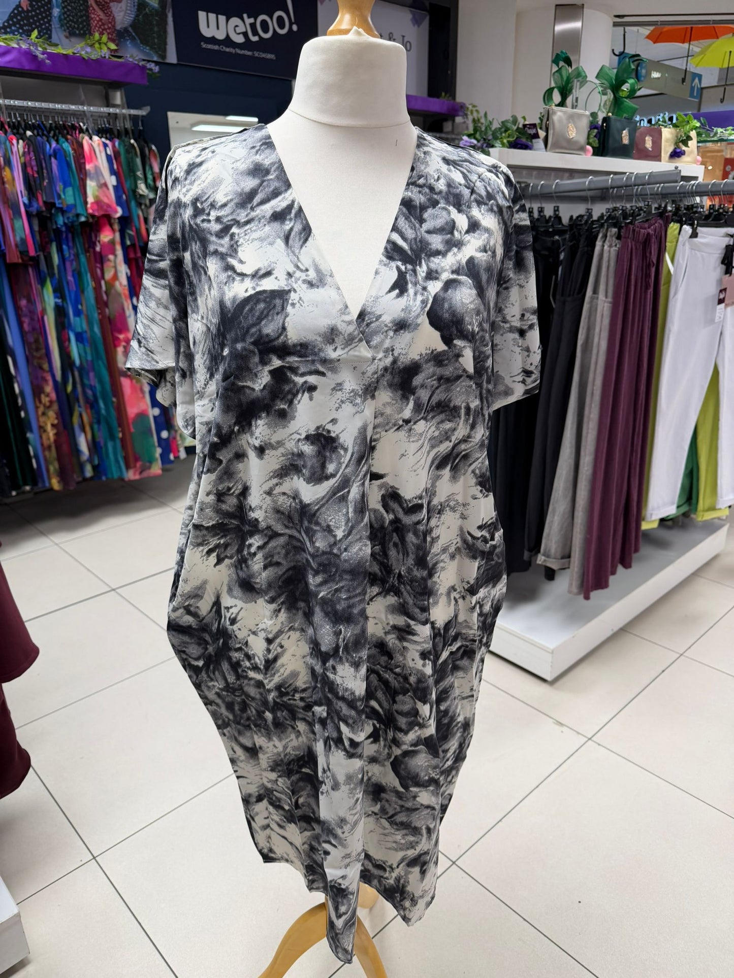 Malissa J Grey V Neck Shirt Dress