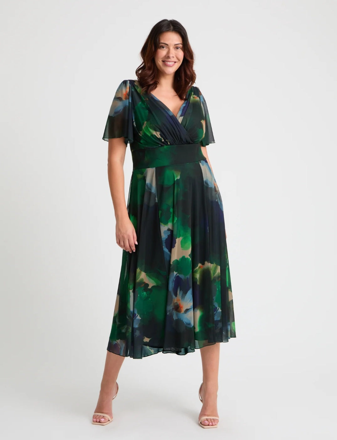 Scarlett & Jo Victoria Angel Sleeve Midi Dress