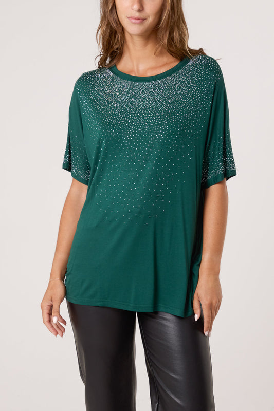 Diamante Round Neck T Shirt