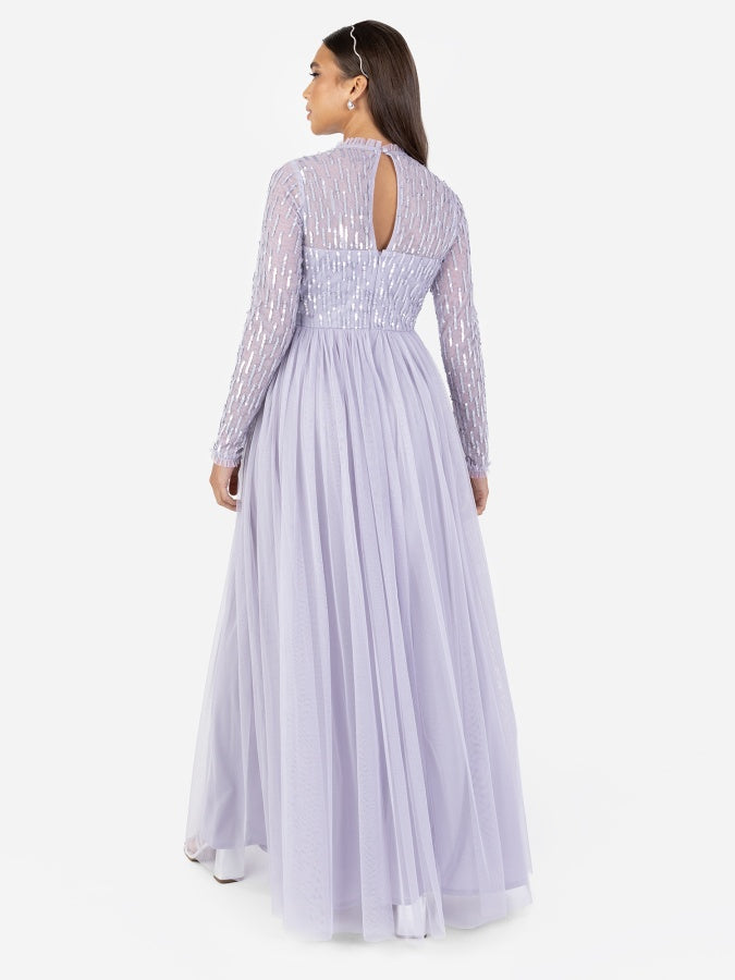 Maya Thistle Lilac Linear Embellished Maxi Dress