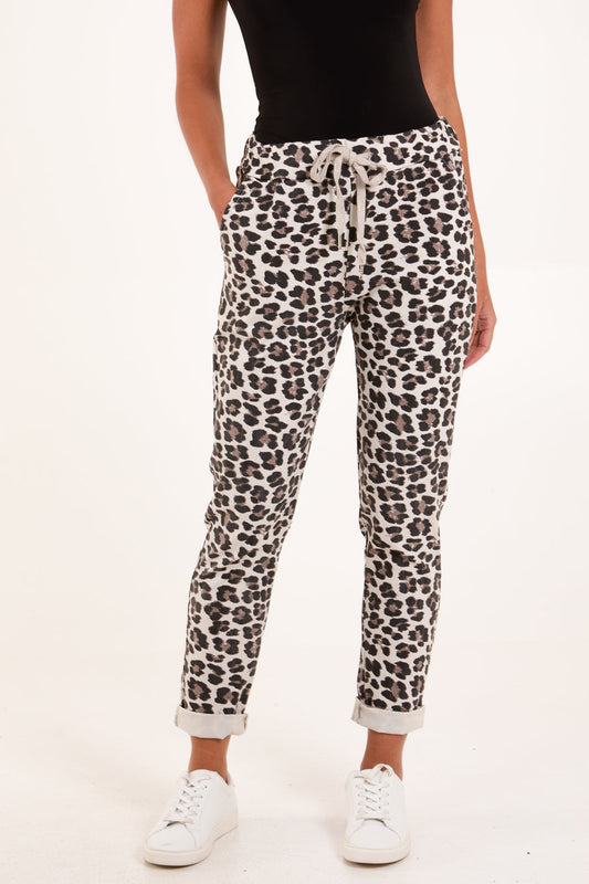 Leopard Print Drawstring Magic Trousers