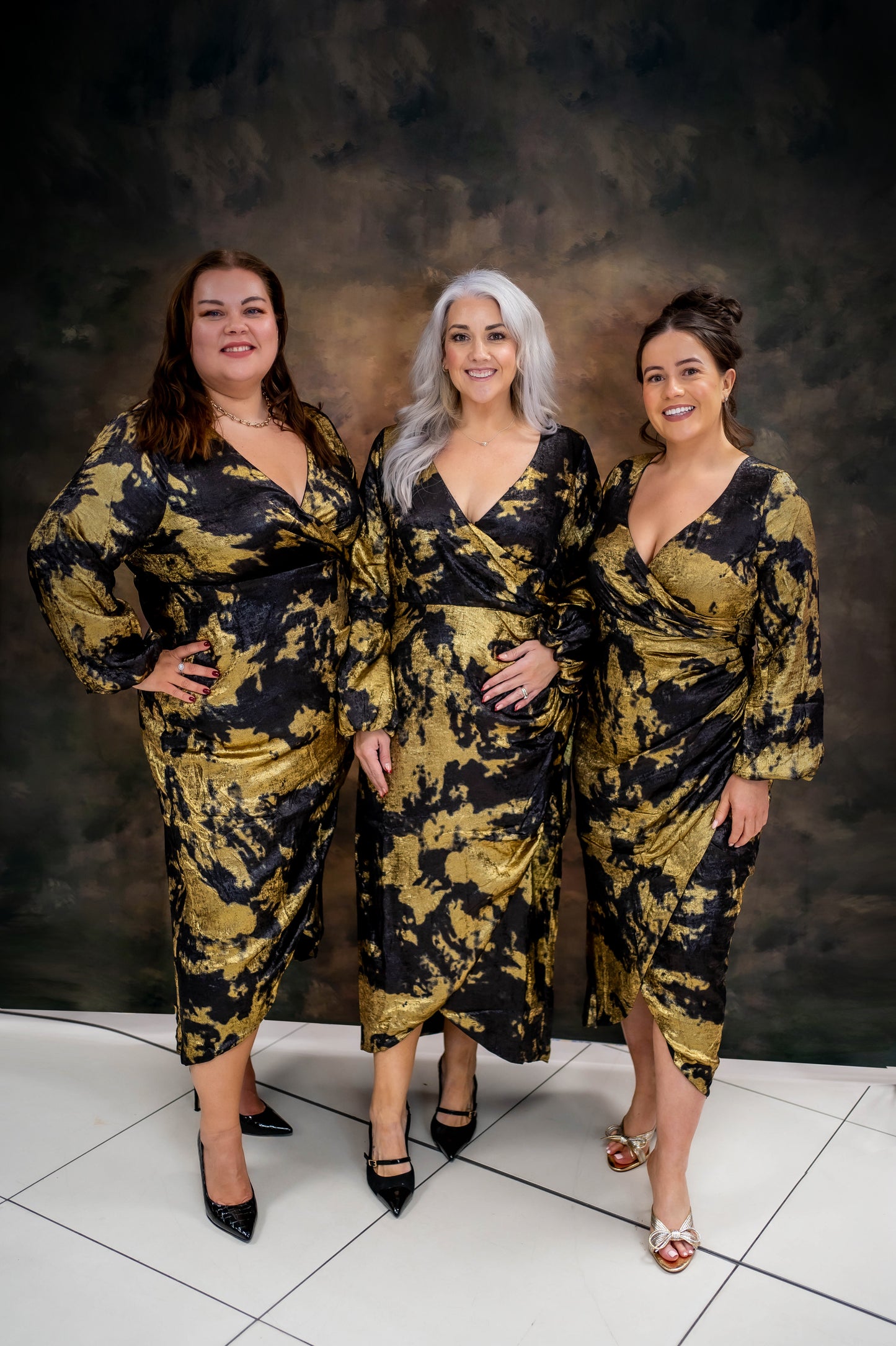 Lovedrobe Black and Gold Long Sleeve Wrap Dress