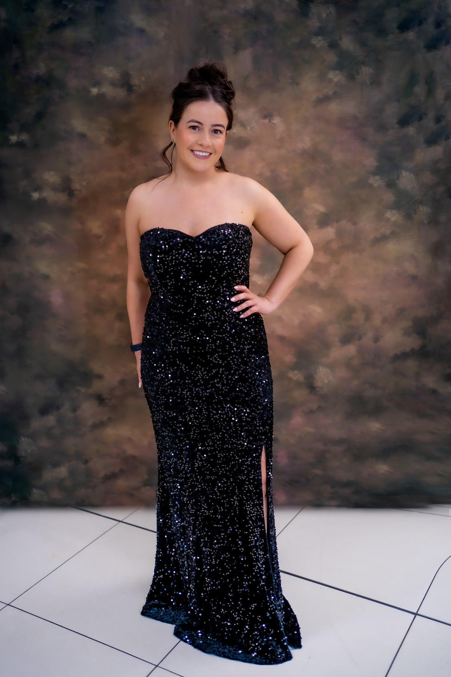 Maya Black Embellished Velvet Bandeau Maxi Dress