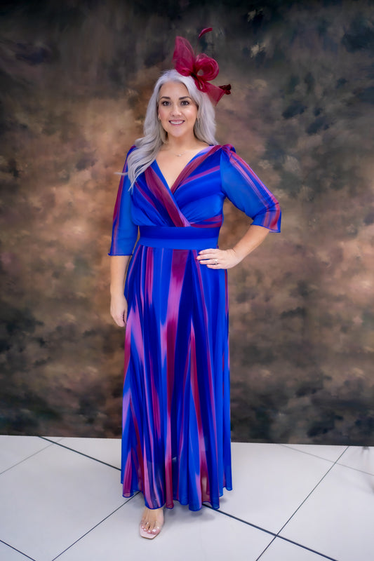 Scarlett & Jo Verity Blue Ikat Maxi Dress