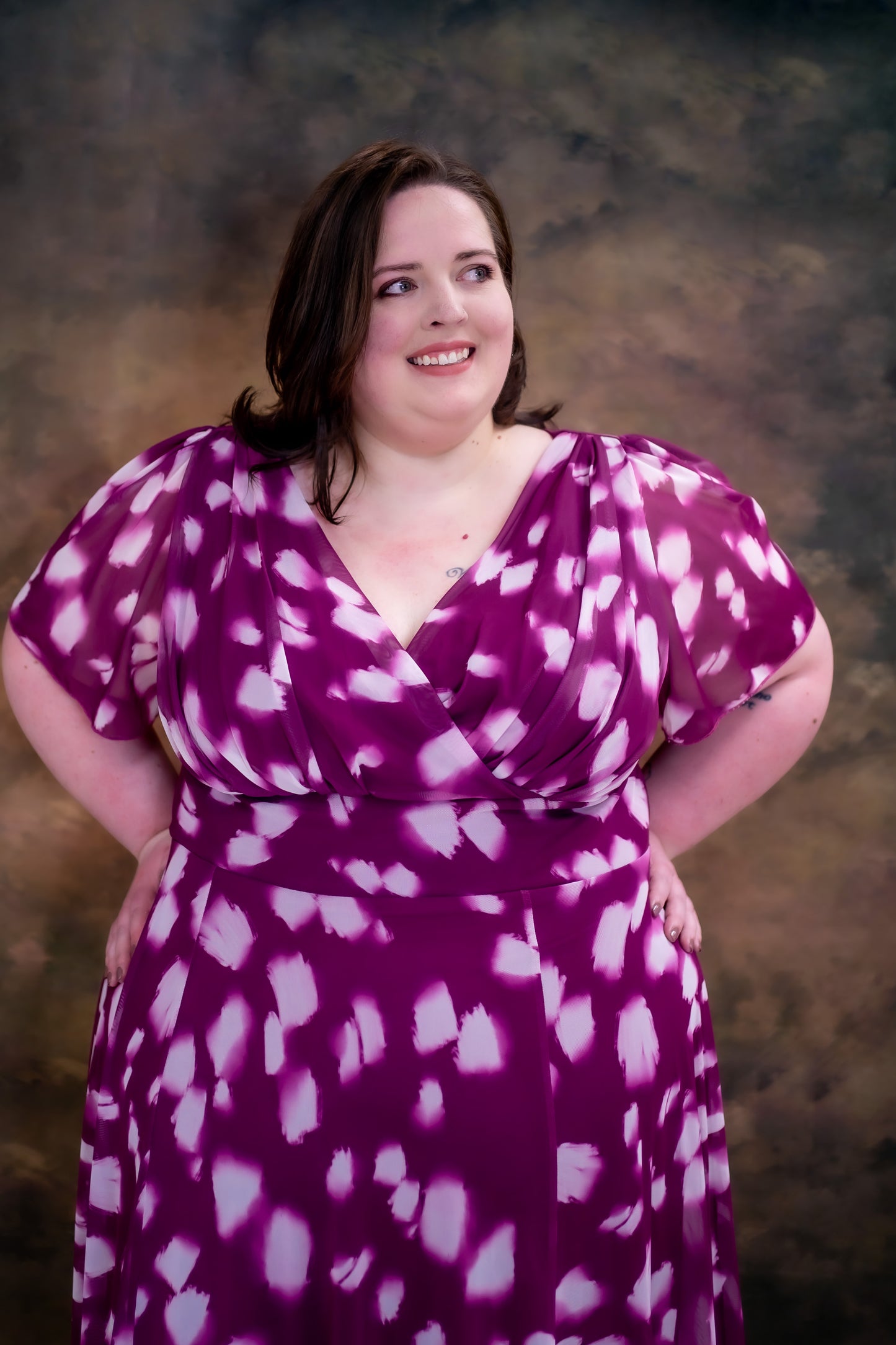 Scarlett & Jo Isabelle Mulberry Abstract Maxi Dress