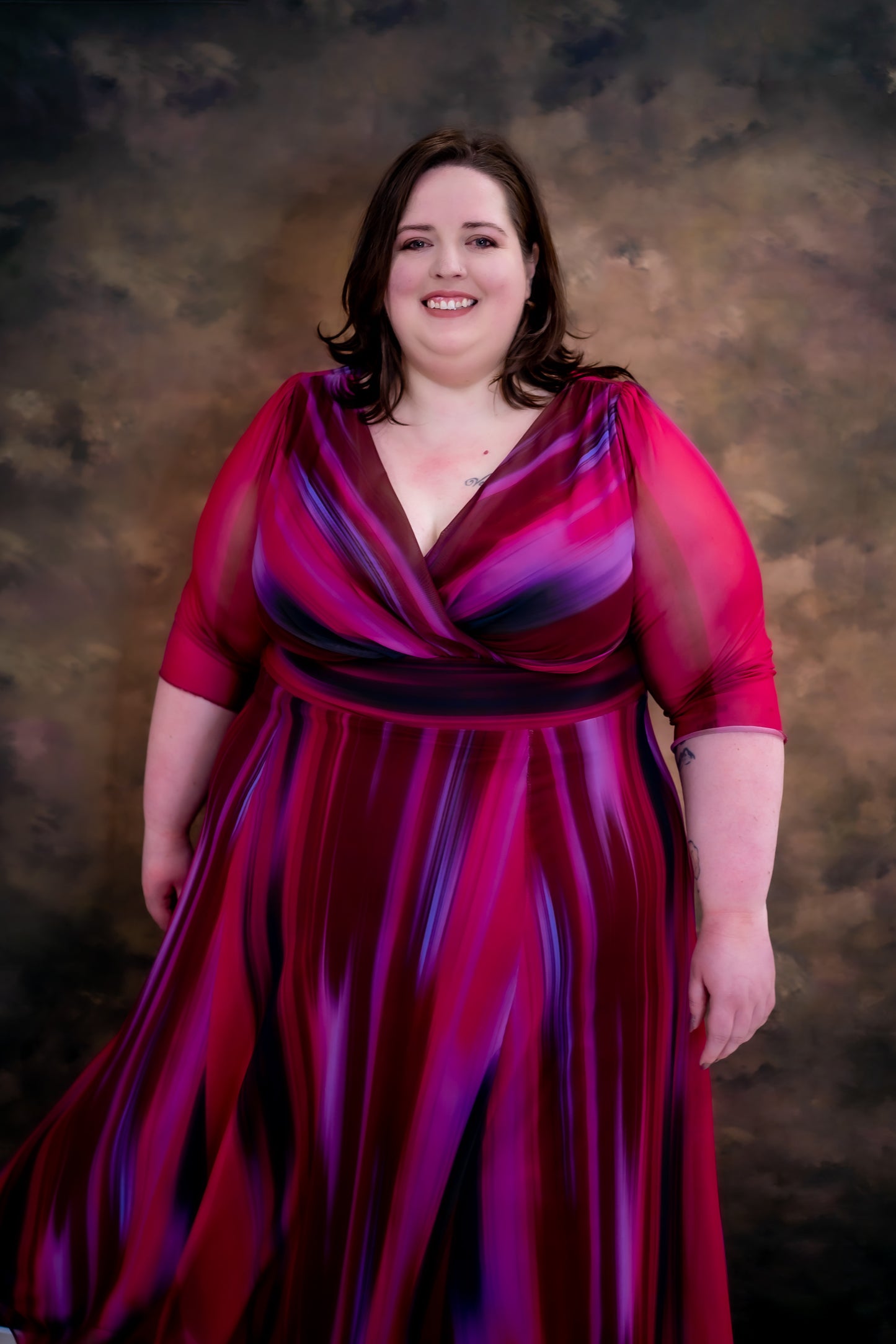 Scarlett & Jo Verity Ikat Wine Print Maxi Gown