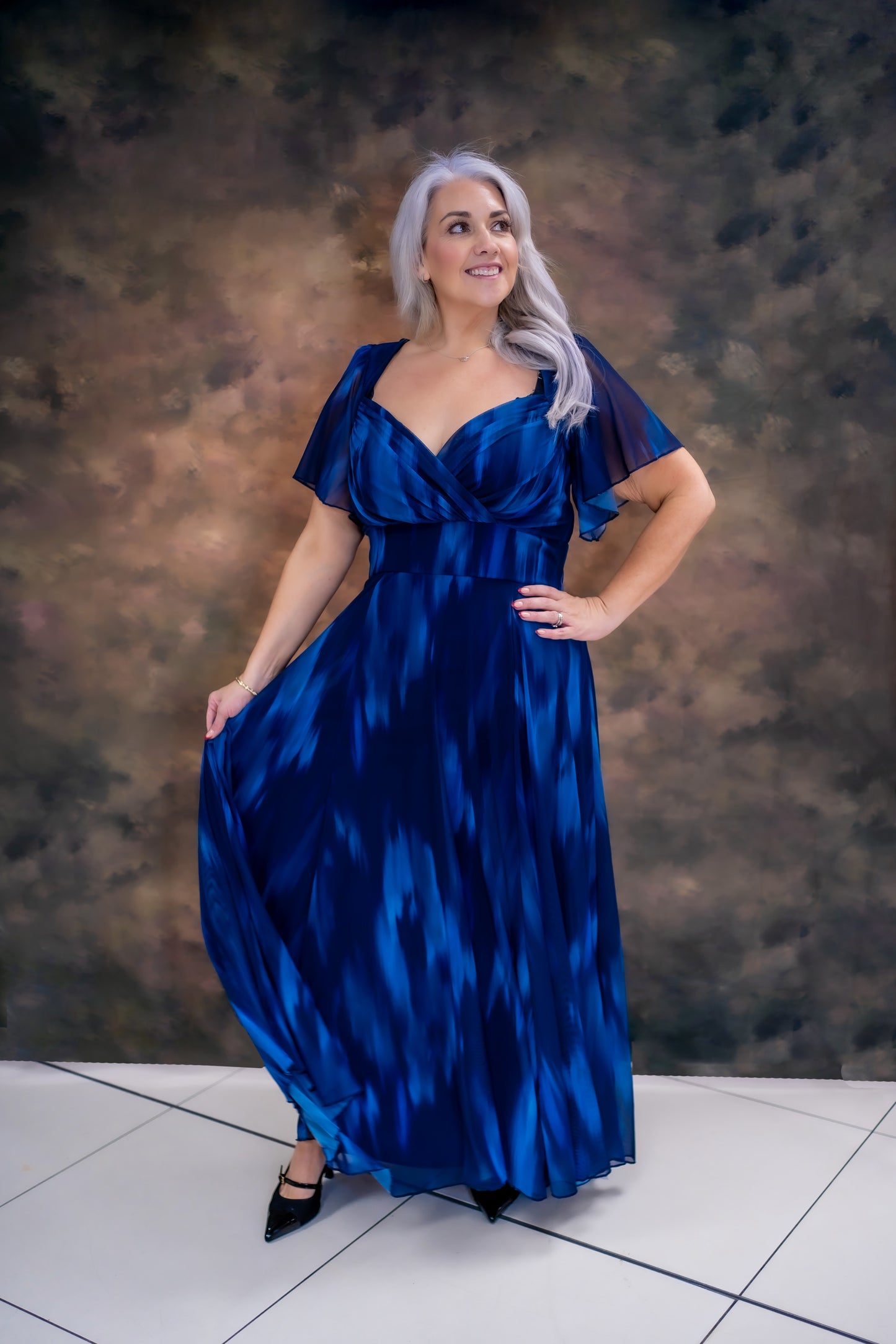 Scarlett & Jo Kemi Navy Ombre Print Bolero Maxi Dress