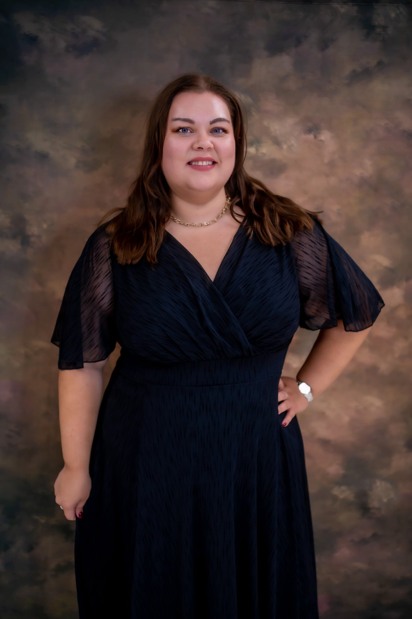 Scarlett & Jo Julie Black Graphic Velvet Flock Hank Hem Dress