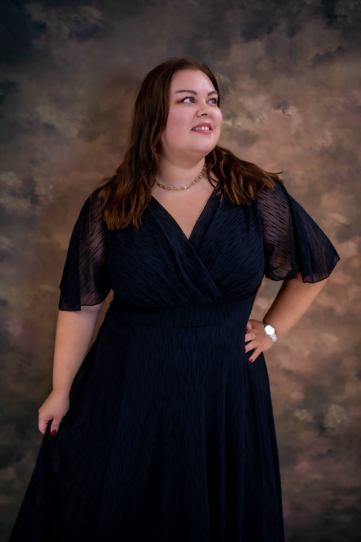 Scarlett & Jo Julie Black Graphic Velvet Flock Hank Hem Dress