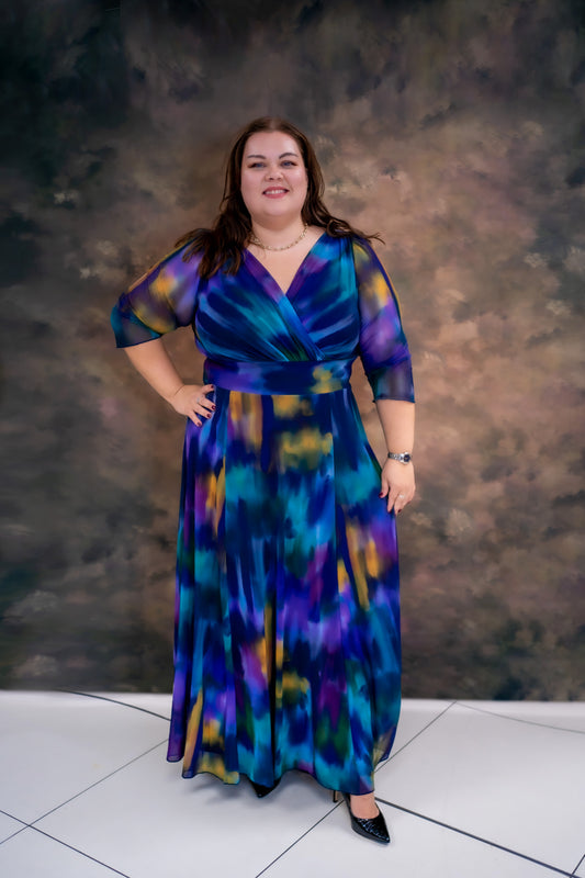 Scarlett & Jo Verity Navy Multi Maxi Dress