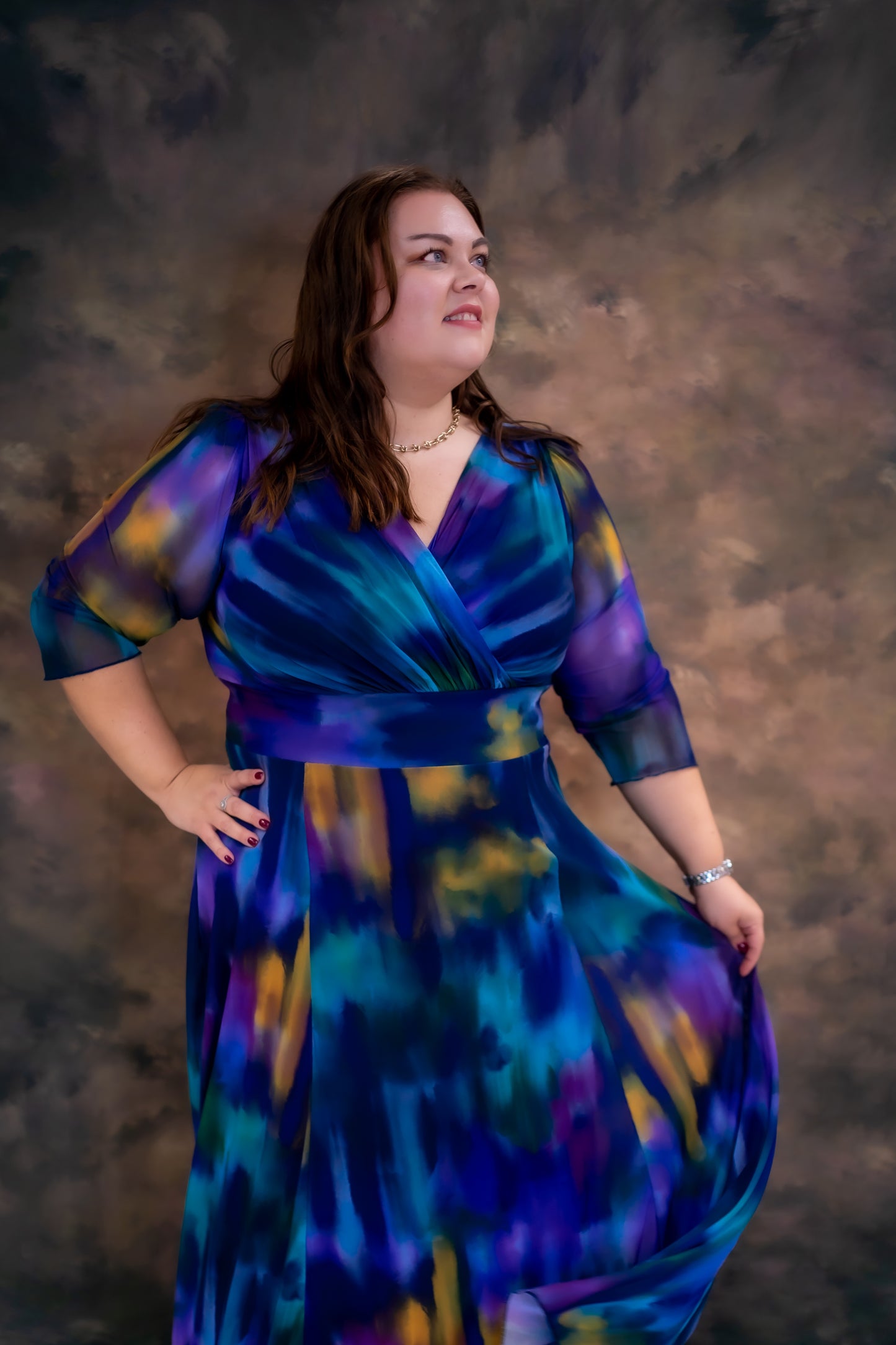 Scarlett & Jo Verity Navy Multi Maxi Dress