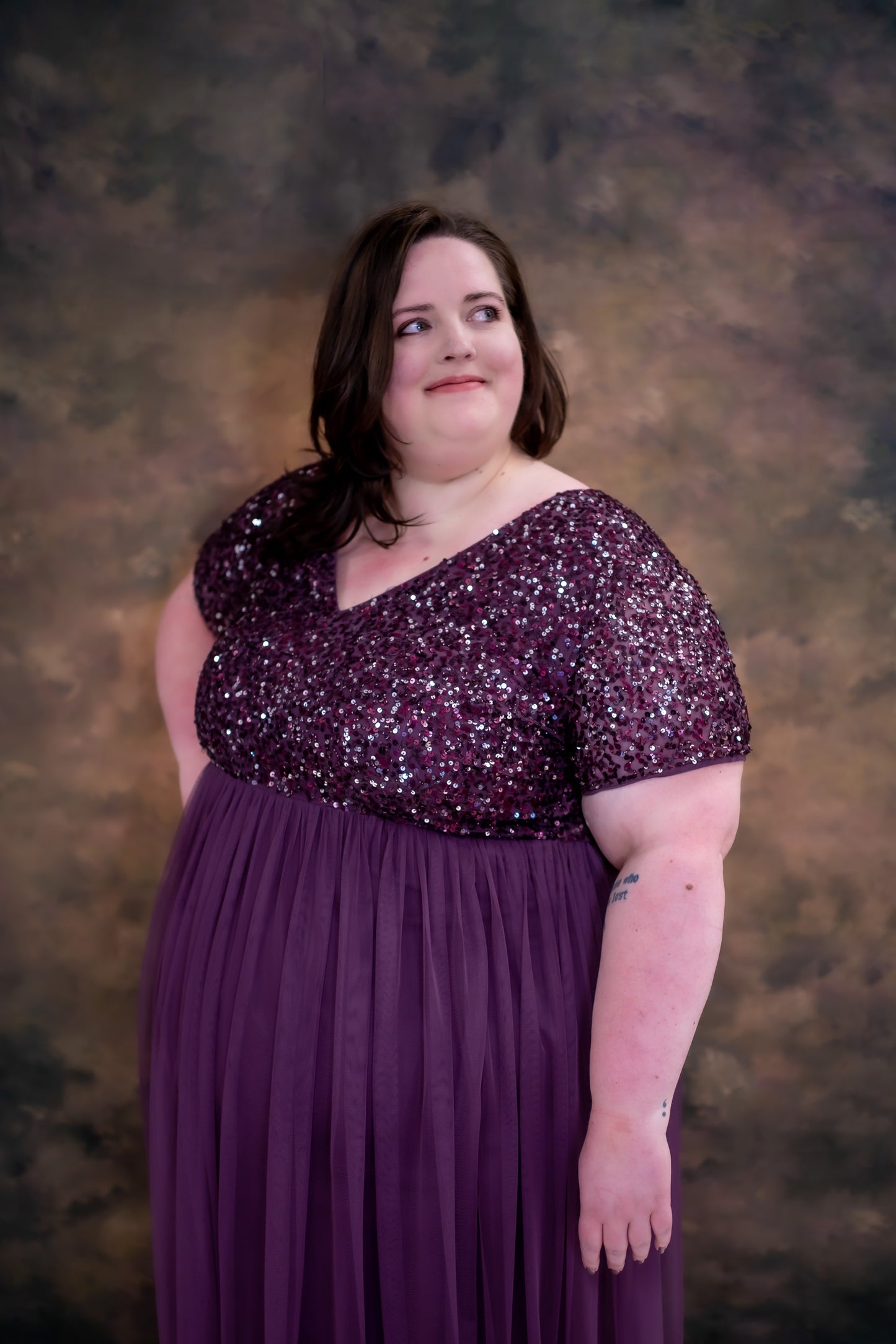 Maya Berry V Neck Embellished Maxi Dress