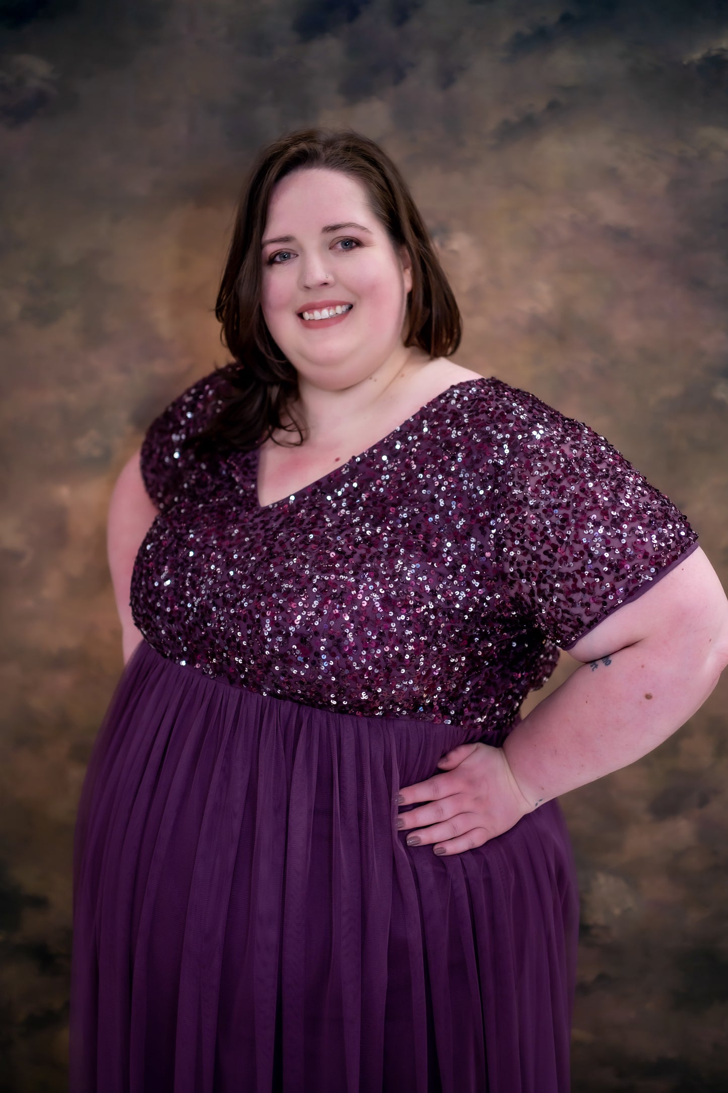 Maya Berry V Neck Embellished Maxi Dress