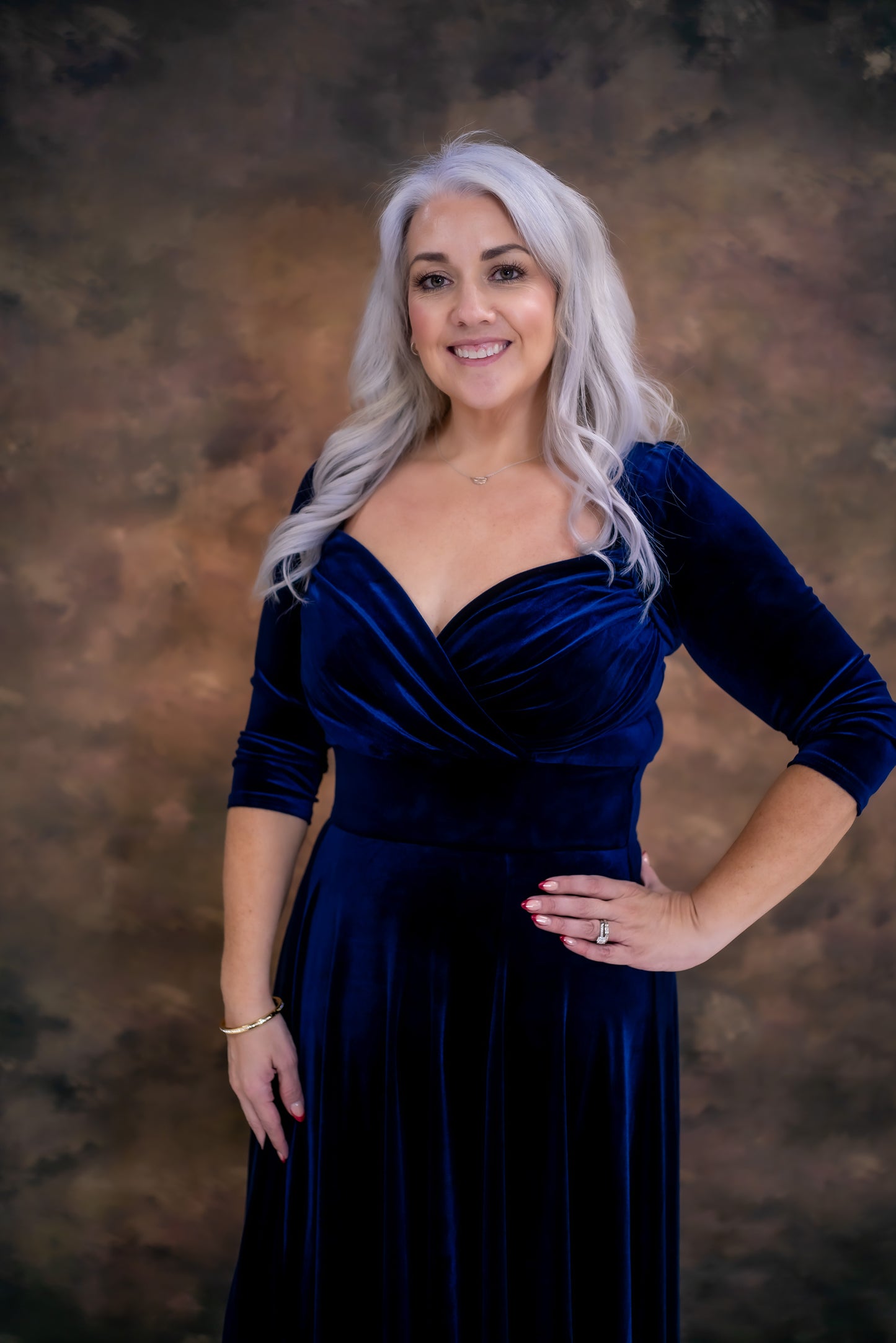 Scarlett & Jo Elizabeth Dark Navy Velvet Maxi Dress