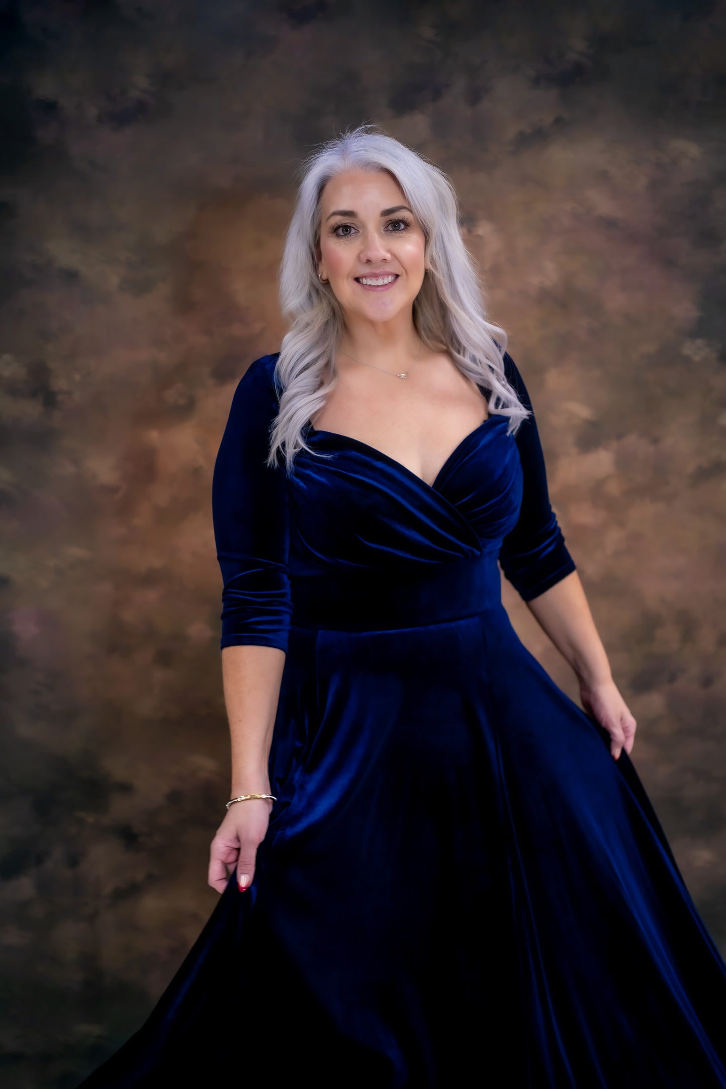 Scarlett & Jo Elizabeth Dark Navy Velvet Maxi Dress